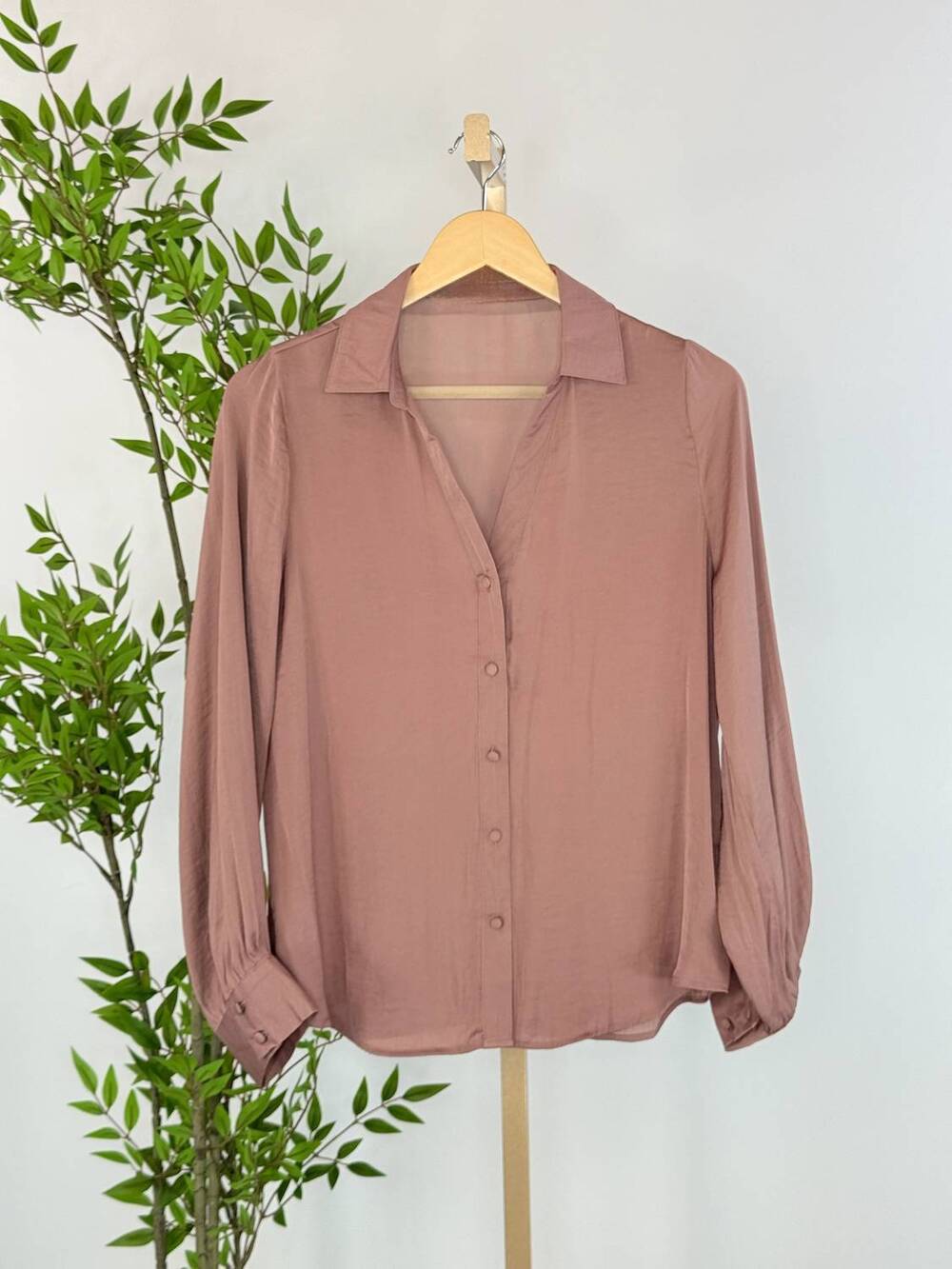NEW NAKED ZEBRA women's sinclair button down blouse in mauve